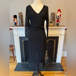 0114 - Express Black Long Sleeve V-Neck Dress